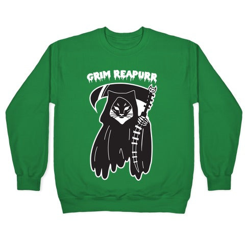 Grim Reapurr Cat Crewneck Sweatshirt T-Shirts, Hoodie | PureTeeCo.com (Image 3)
