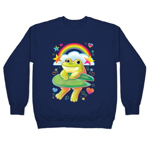 90's Rainbow Frog Crewneck Sweatshirt T-Shirts, Hoodie | PureTeeCo.com (Image 4)