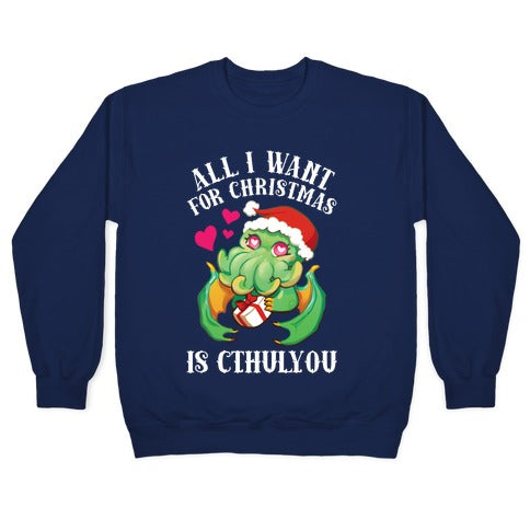 All I Want For Christmas Is Cthulyou Crewneck Sweatshirt T-Shirts, Hoodie | PureTeeCo.com (Image 3)