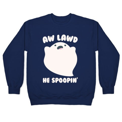 Aw Lawd He Spoopin' Ghost Parody White Print Crewneck Sweatshirt T-Shirts, Hoodie | PureTeeCo.com (Image 4)