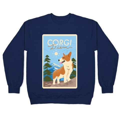 Corgi Diem Crewneck Sweatshirt T-Shirts, Hoodie | PureTeeCo.com (Image 4)