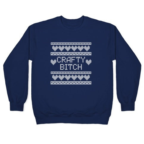 Crafty Bitch Knitting Pattern Crewneck Sweatshirt T-Shirts, Hoodie | PureTeeCo.com (Image 4)