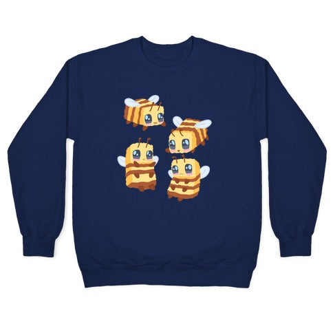 Cute Cubic Bee Pattern Crewneck Sweatshirt T-Shirts, Hoodie | PureTeeCo.com (Image 4)