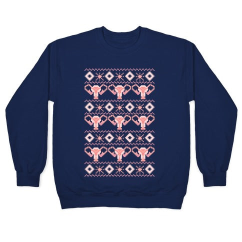 Cuterus Uterus Pattern Crewneck Sweatshirt T-Shirts, Hoodie | PureTeeCo.com (Image 4)