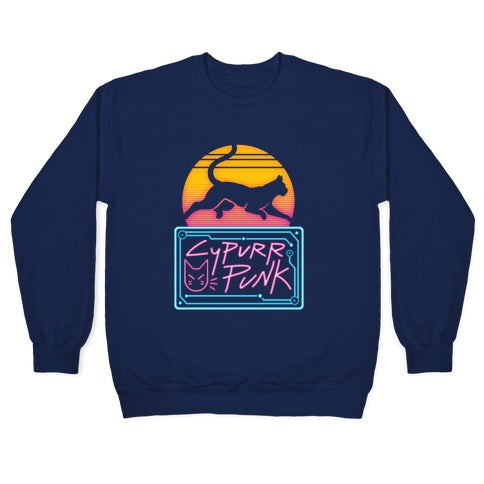 Cypurr Punk Crewneck Sweatshirt T-Shirts, Hoodie | PureTeeCo.com (Image 4)
