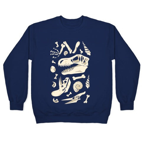 Dino Fossils Pattern Crewneck Sweatshirt T-Shirts, Hoodie | PureTeeCo.com (Image 4)