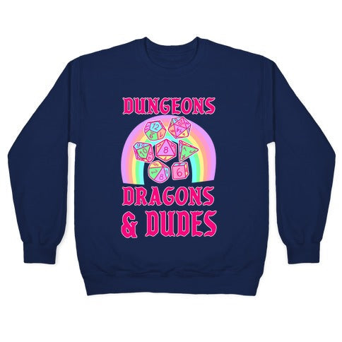 DnD & Dudes Dice Pastel Crewneck Sweatshirt T-Shirts, Hoodie | PureTeeCo.com (Image 4)