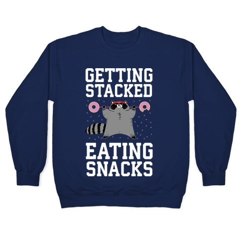 Getting Stacked Eating Snacks Crewneck Sweatshirt T-Shirts, Hoodie | PureTeeCo.com (Image 4)