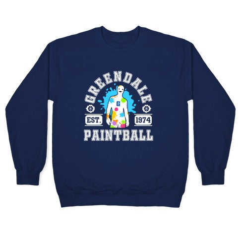 Greendale Community College Paintball Crewneck Sweatshirt T-Shirts, Hoodie | PureTeeCo.com (Image 4)