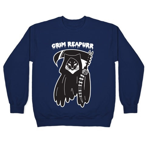Grim Reapurr Cat Crewneck Sweatshirt T-Shirts, Hoodie | PureTeeCo.com (Image 4)