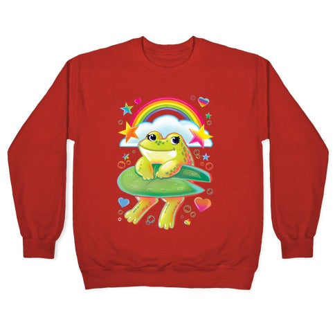 90's Rainbow Frog Crewneck Sweatshirt T-Shirts, Hoodie | PureTeeCo.com (Image 5)