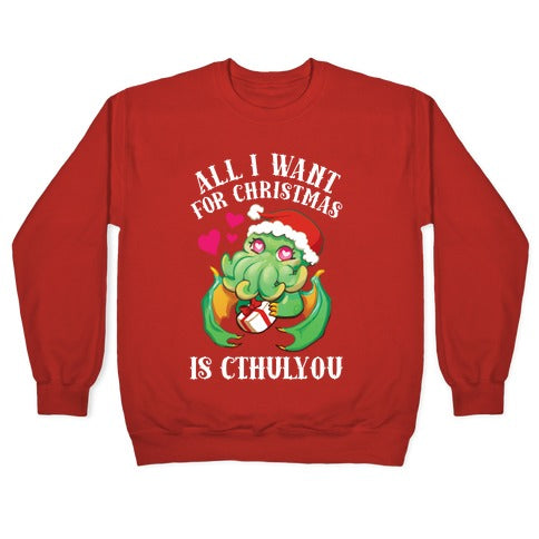 All I Want For Christmas Is Cthulyou Crewneck Sweatshirt T-Shirts, Hoodie | PureTeeCo.com (Image 4)