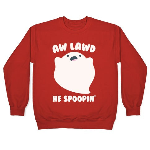 Aw Lawd He Spoopin' Ghost Parody White Print Crewneck Sweatshirt T-Shirts, Hoodie | PureTeeCo.com (Image 5)