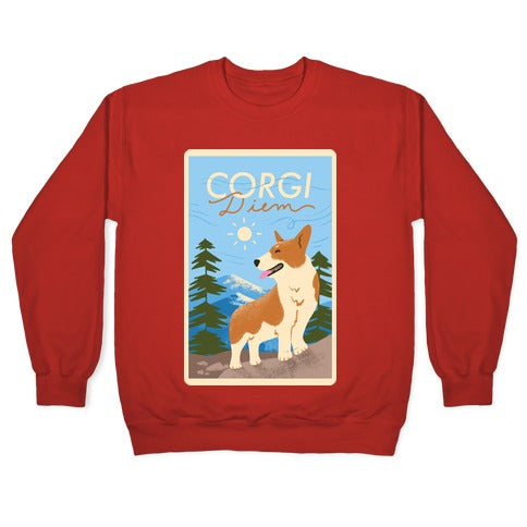 Corgi Diem Crewneck Sweatshirt T-Shirts, Hoodie | PureTeeCo.com (Image 5)