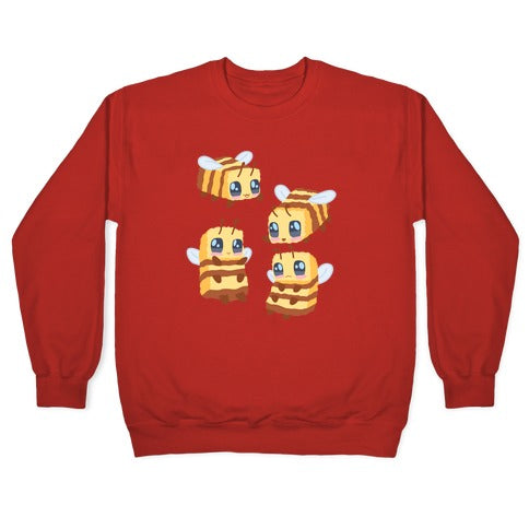 Cute Cubic Bee Pattern Crewneck Sweatshirt T-Shirts, Hoodie | PureTeeCo.com (Image 5)