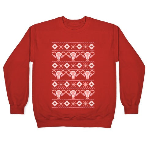 Cuterus Uterus Pattern Crewneck Sweatshirt T-Shirts, Hoodie | PureTeeCo.com (Image 5)