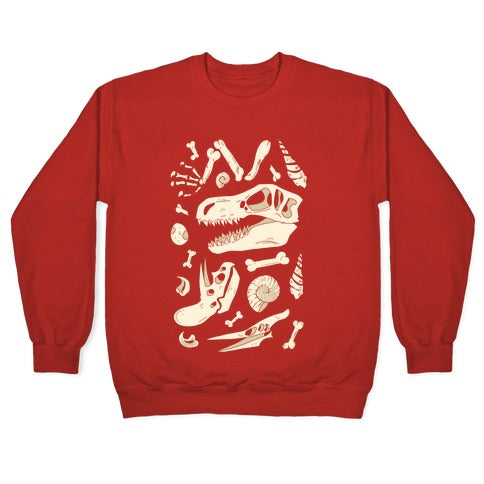 Dino Fossils Pattern Crewneck Sweatshirt T-Shirts, Hoodie | PureTeeCo.com (Image 5)
