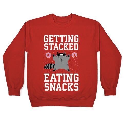 Getting Stacked Eating Snacks Crewneck Sweatshirt T-Shirts, Hoodie | PureTeeCo.com (Image 5)