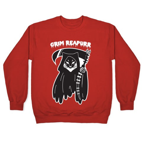 Grim Reapurr Cat Crewneck Sweatshirt T-Shirts, Hoodie | PureTeeCo.com (Image 5)