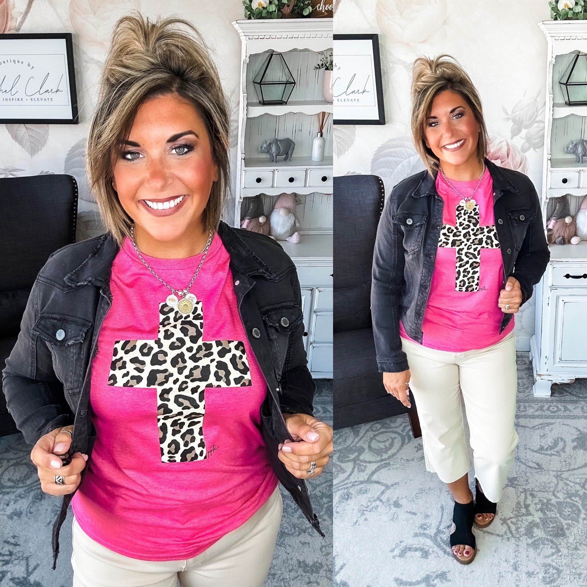 Leopard Cross Graphic Tee Hoodie, Sweatshirt | PureTeeCo.com (Image 2)