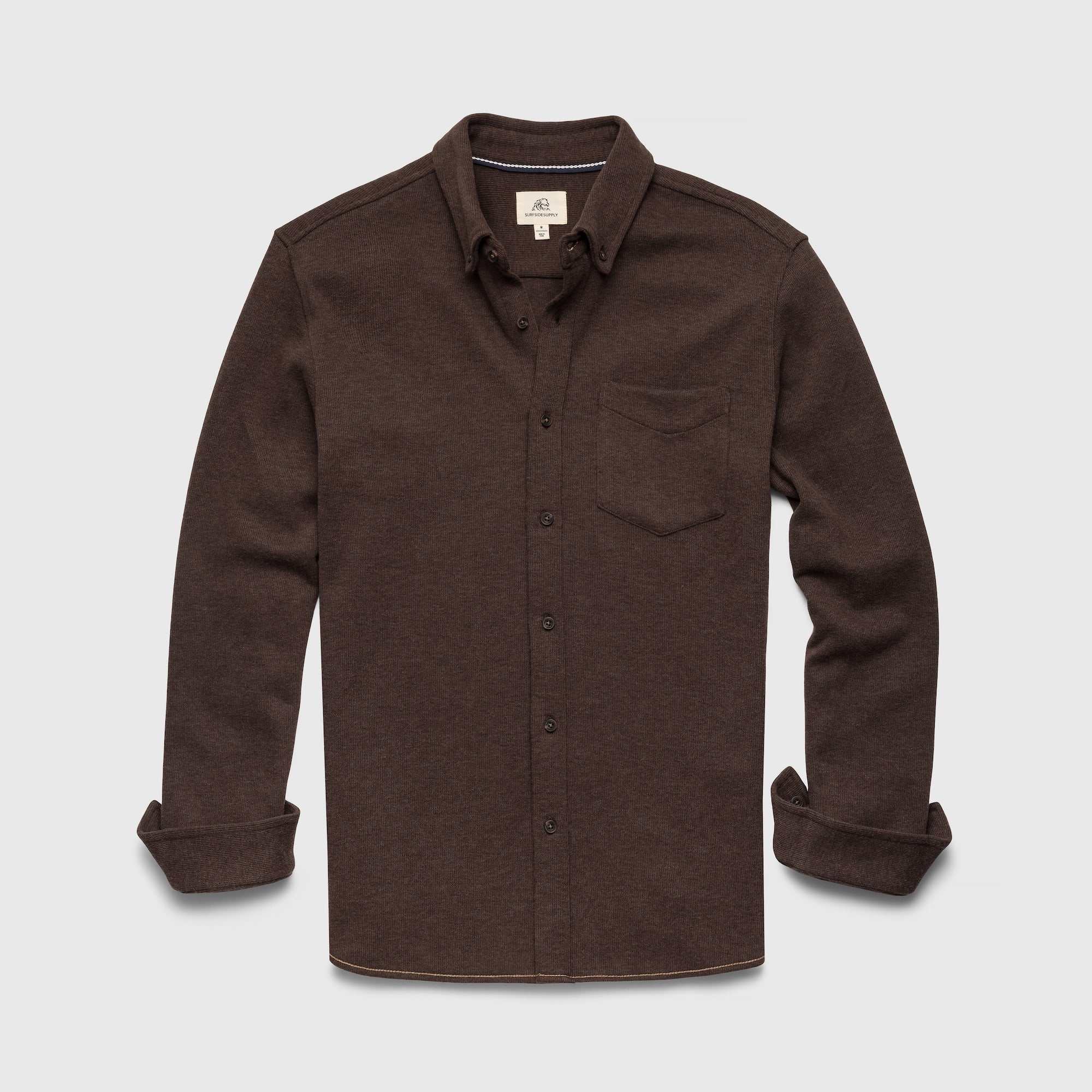 Brian Rib Knit Shirt - Dark Brown Heather Hoodie, Sweatshirt | PureTeeCo.com (Image 1)
