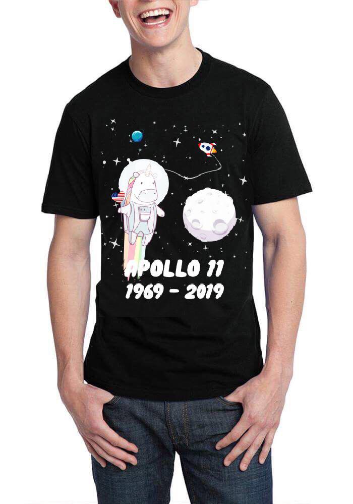 Apollo 11 1969-2019 Black Half Sleeve T-Shirt Hoodie, Sweatshirt | PureTeeCo.com