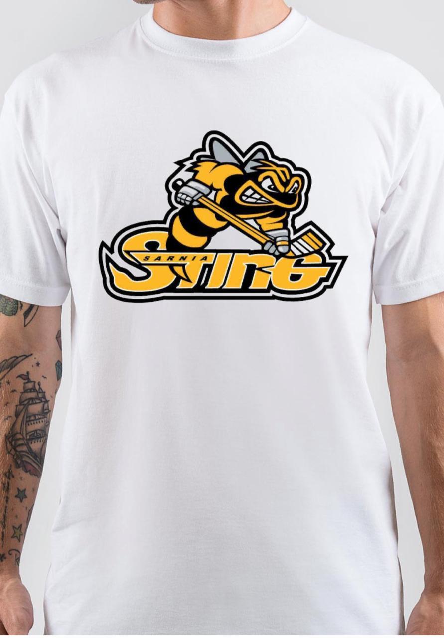 Sarnia Sting Half Sleeve White T-Shirt Hoodie, Sweatshirt | PureTeeCo.com