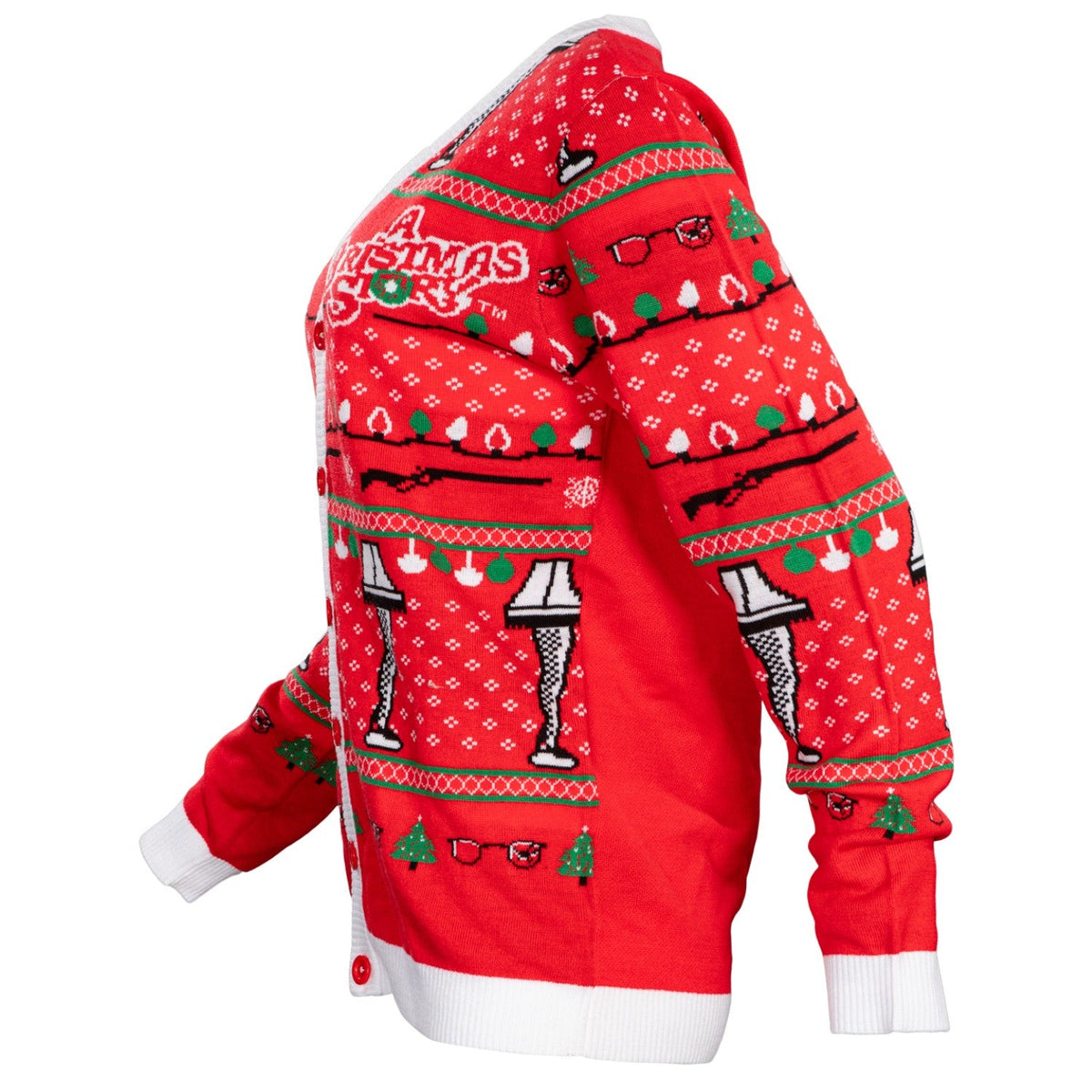 A Christmas Story Leg Lamp Button Up Cardigan Ugly Holiday Sweater