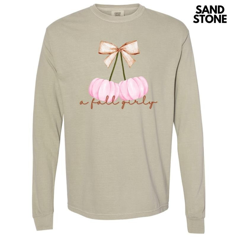 A Fall Girly Pumpkins Long Sleeve Comfort Colors T-Shirt 'NLB' Hoodie, Sweatshirt | PureTeeCo.com