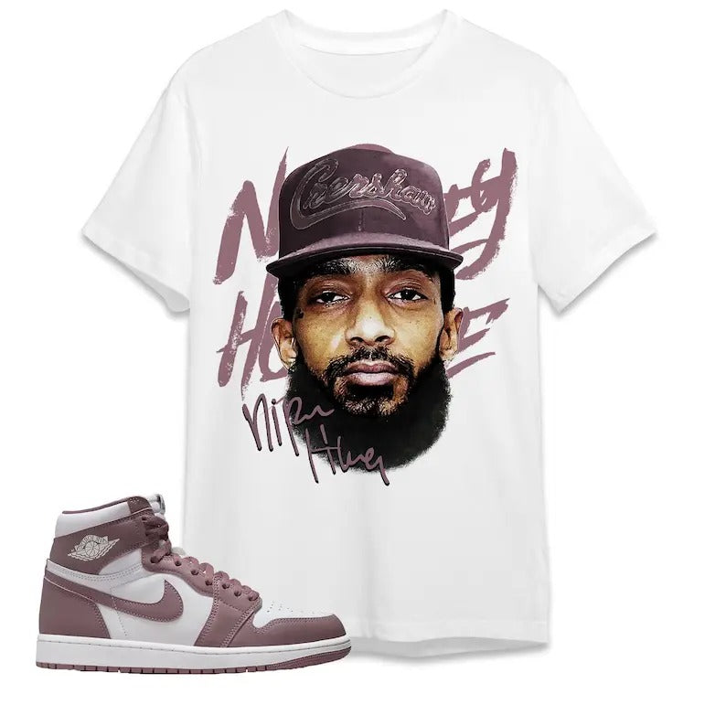 A J 1 High OG Mauve Unisex T-Shirt, Tee, Nipsey Hussle Head, Shirt To Match Sneaker Hoodie, Sweatshirt | PureTeeCo.com