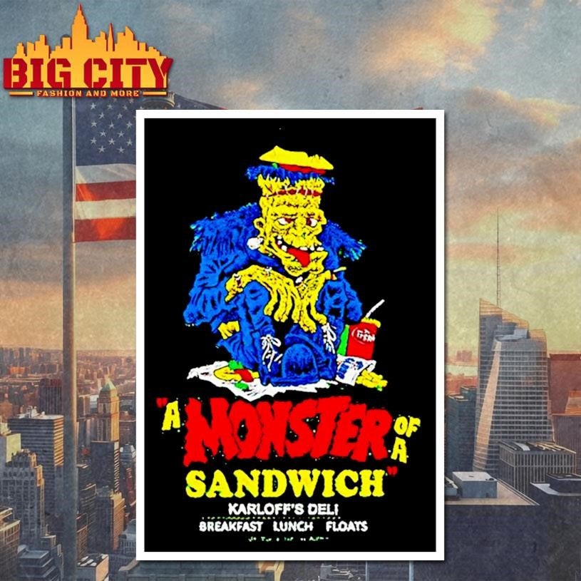 A Monster Of A Sandwich Karloffs Deli Breakfast Lunch Floats Shirt