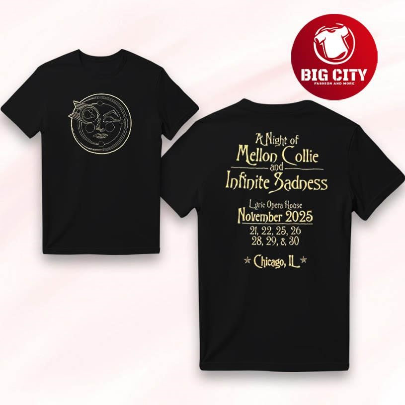 A Night of Mellon Collie and Infinite Sadness Chicago IL Nov 2025 Two Sided Shirt
