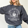 A Well Read Woman is a Dangerous Creature Sweatshirt, Reading Skeleton Sweater, Vintage Bookish Shirt, Intellectual...