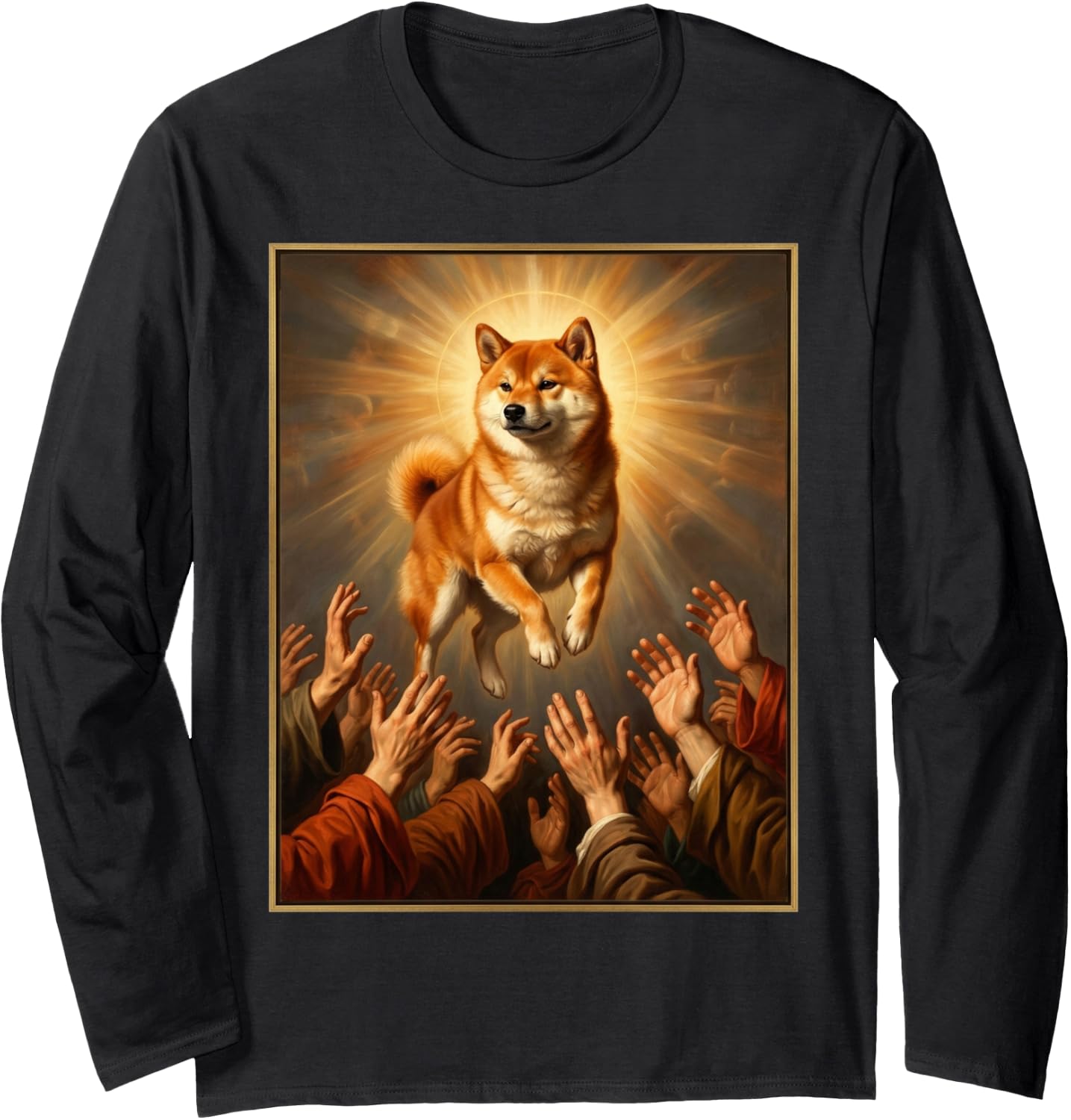 Shiba Inu Classical Oil Painting Funny Long Sleeve T-Shirt