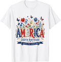 Women America 250th Birthday Flowers 250 Years Anniversary T-Shirt