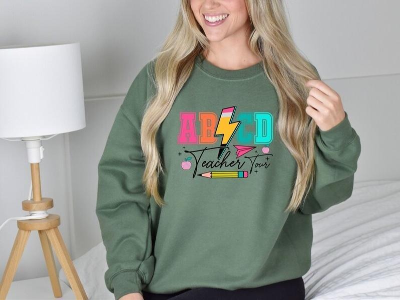 ABCD Teacher Tour Sweatshirt, Back to School Sweatshirt, Retro Abcd Teacher Gifts, Retro Teacher Sweater, Teacher Life...