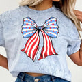 AMERICAN FLAG BOW SHIRT, 4TH OF JULY SHIRT, JULY 4TH SHIRT UNISEX COTTON SHIRT, OVERSIZED HOLIDAY SUMMER SHIRT Comfort...