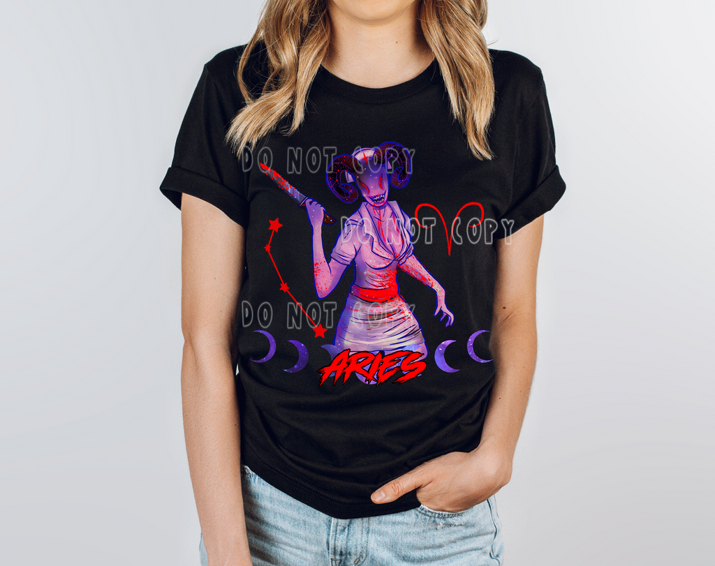 HORRORSCOPES-ARIES TEE Hoodie, Sweatshirt | PureTeeCo.com (Image 1)