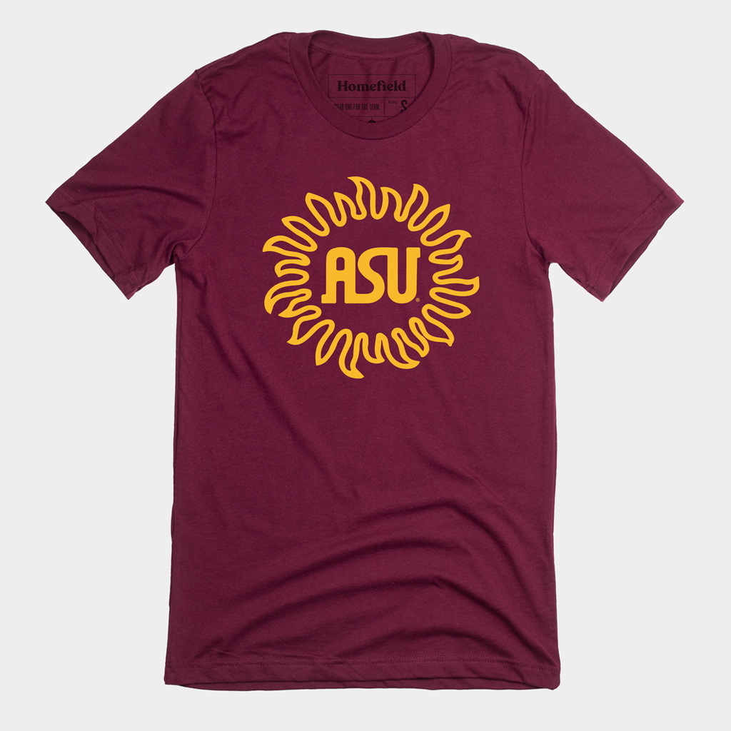 Vintage ASU Sunburst Maroon Tee Hoodie, Sweatshirt | PureTeeCo.com