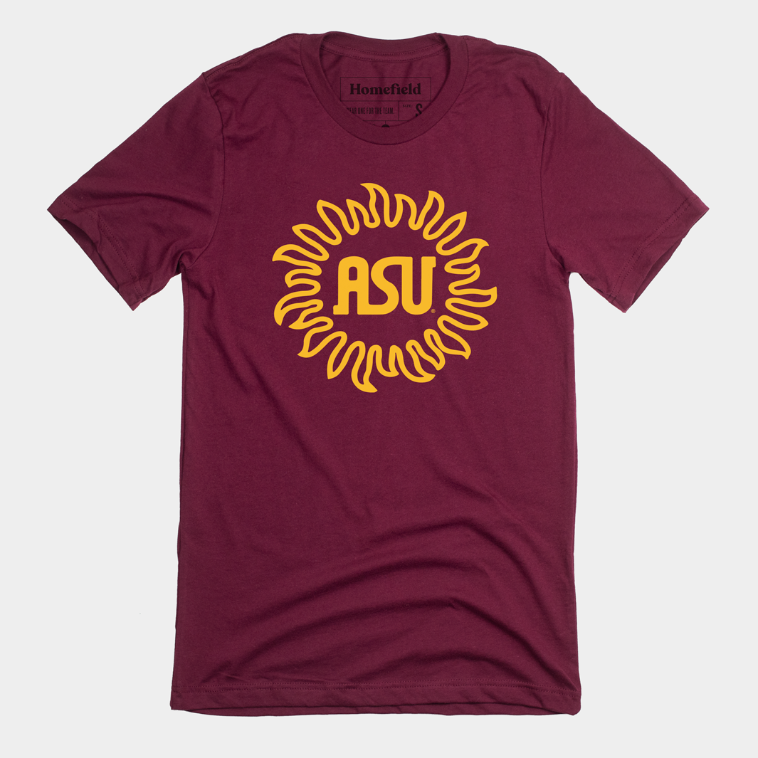 Vintage ASU Sunburst Maroon Tee Hoodie, Sweatshirt | PureTeeCo.com
