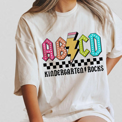 Abcd Teacher Shirt, Kindergarten Rocks Shirt, Teacher Appreciation Gifts, Teacher Shirts, Back To School Shirt,...