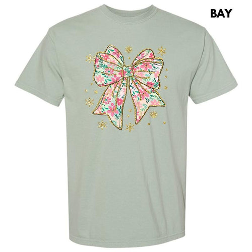 Adorable Big Floral Bow Comfort Colors T-Shirt 'NLB' Hoodie, Sweatshirt | PureTeeCo.com