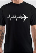 Aeroplane Traveller ECG Heartbeat T-Shirt Hoodie, Sweatshirt | PureTeeCo.com