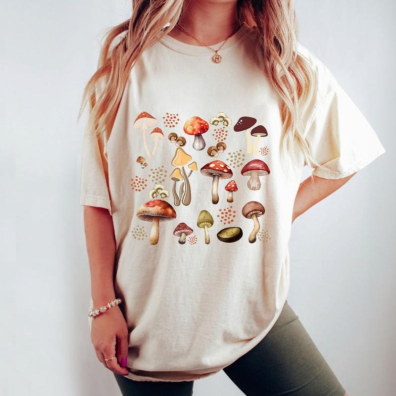 Aesthetic Mushroom Shirt, Magic Mushroom Shirt, Comfort Shirt for Her, Nature Lover Gift, Botanical Shirt for Mom,...
