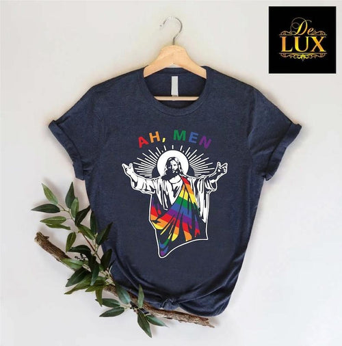 Ah Men LGBT Christian Shirt, Christian Lgbtq Shirt, Pride Gifts for Christian Men, Pride Religious Shirt, Pride Ally Tee,...