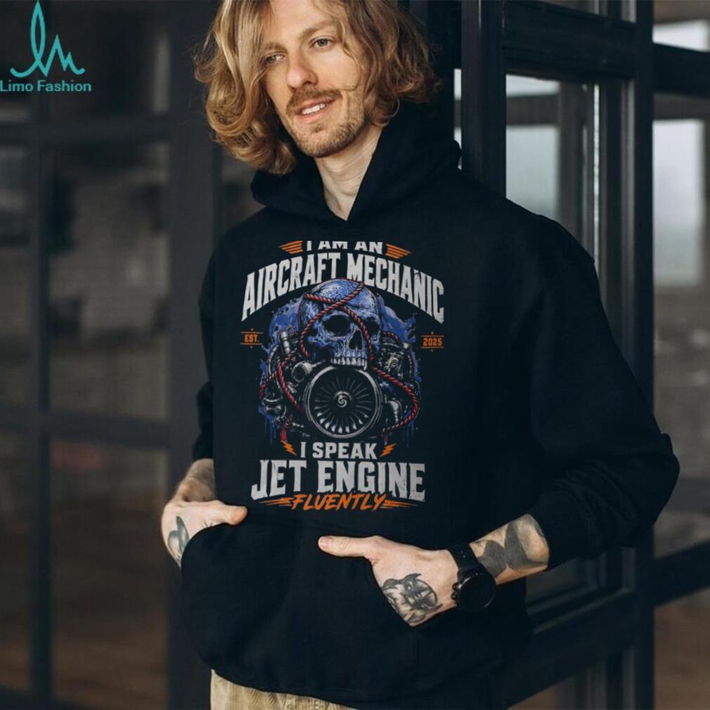 Aircraft Mechanic Jet Engine Fluent Skull Shirt