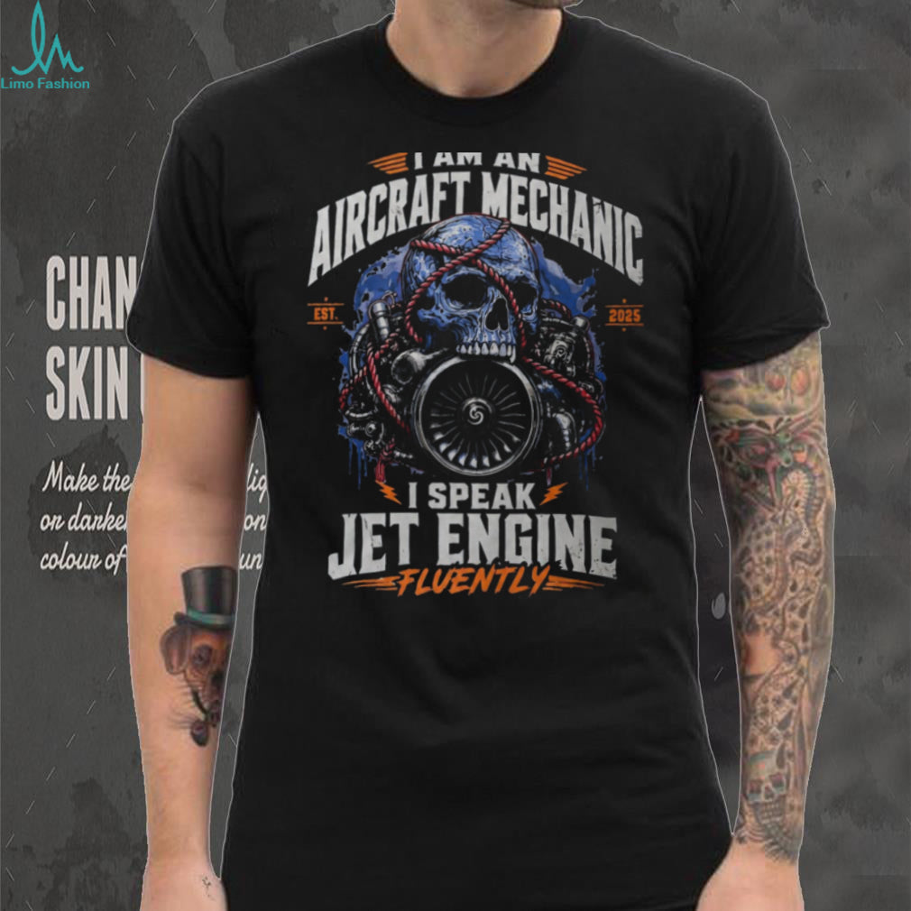 Aircraft Mechanic Jet Engine Fluent Skull Shirt