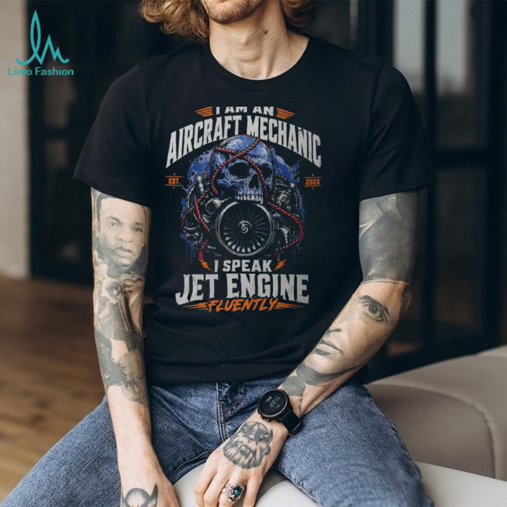 Aircraft Mechanic Jet Engine Fluent Skull Shirt