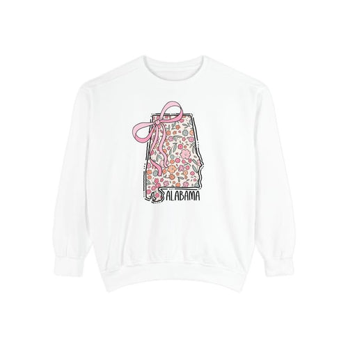 Alabama Floral Comfort Colors Sweatshirt, Alabama Sweatshirt, Cute Bow Alabama Sweatshirt T-Shirts, Hoodie | PureTeeCo.com