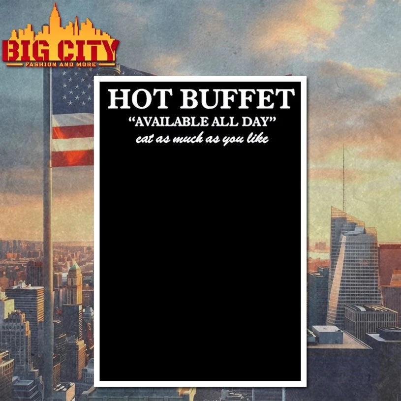 Alexander Skarsgård wearing Hot Buffet Available All Day Eat As Much As You Like shirt